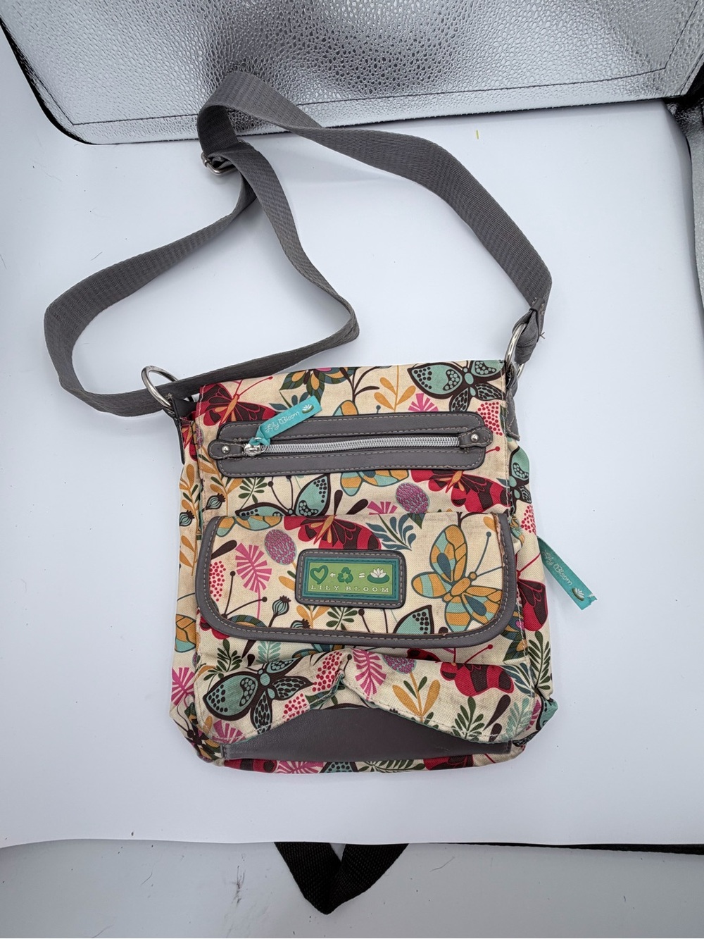 Lily Bloom Floral Crossbody Bag in Cream, Teal, Pink & Brown